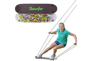 Swurfer TreeSkate Skateboard Swing, Outdoor Stand Up Surf Swing, Holds Up to 200 lbs, Ages 6 and Up, Adjustable Handles, Grip Tape, Kids Outdoor Play Equipment for Children and Adults (Waves)