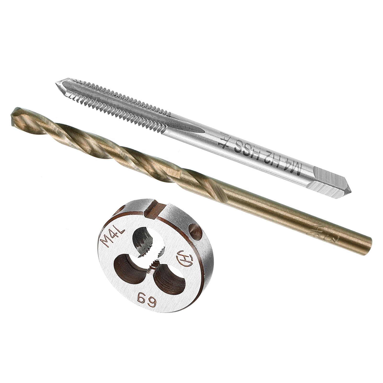 CoCud Metric Tap and Die and Drill Bit Set, M4 x 0.7 Tap & Die Thread 3.3mm Drill Diameter, Left Hand Machine Screw Tap Tool Kit - (Applications: for Threading Tapping Repair)