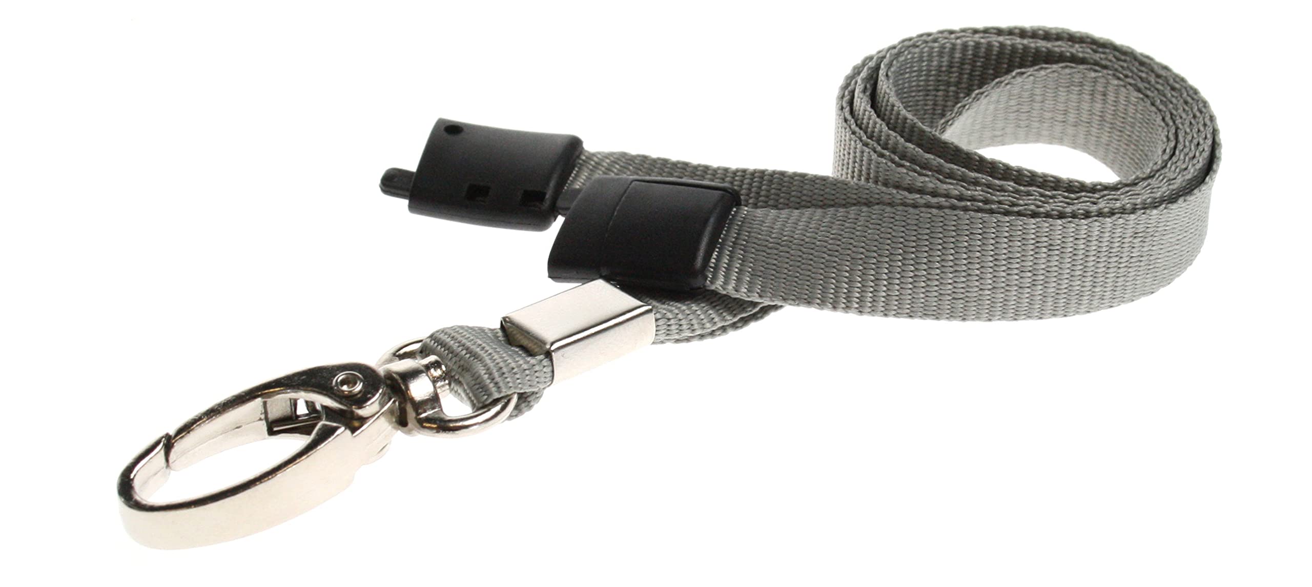 PCL Media ltd® 10 x Breakaway Safety Lanyard Neck Strap Swivel Metal Clip for Id Card Holder - Pull Quick Release Design Lanyards Bulk 10pcs (Grey)