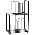 Art Canvas Storage Rack,2 Tier Art Storage,Metal Canvas Rack Art Storage with Handle & Caster Wheels,Canvas Rack for Art Studio,Gallery,Classrooms