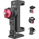 ULANZI ST-27 Metal Phone Tripod Mount, 360° Phone Holder for Tripod w 3 Cold Shoes & Arca Port, Versatile Smartphone Adapter for iPhone 17 16 15, Desktop Tripods, and Live Streaming/Vlogging Setup