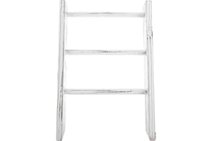 LABRIMP Mini Ladder Towel Rack for Bathroom, Small White Farmhouse Decorative Ladder, Rustic Tea Towel