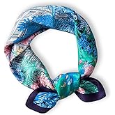 Weximil 100% Mulberry Silk Neck Scarf - 21'' x 21'' Lightweight Neckerchief - Women Men Small Square Digital Printed Scarves