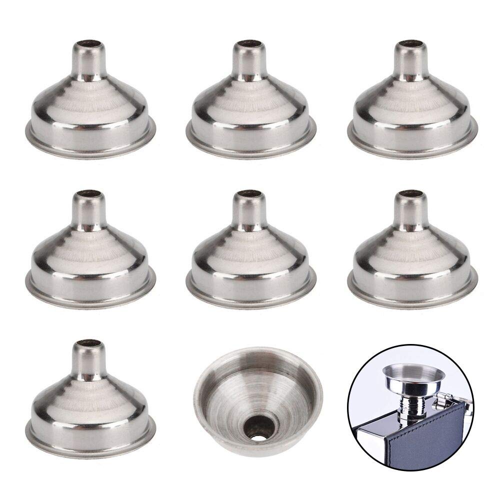 Hip Flask Funnel 8mm 8 Pack for Wine Pot Water Bottles Filler Stainless Steel