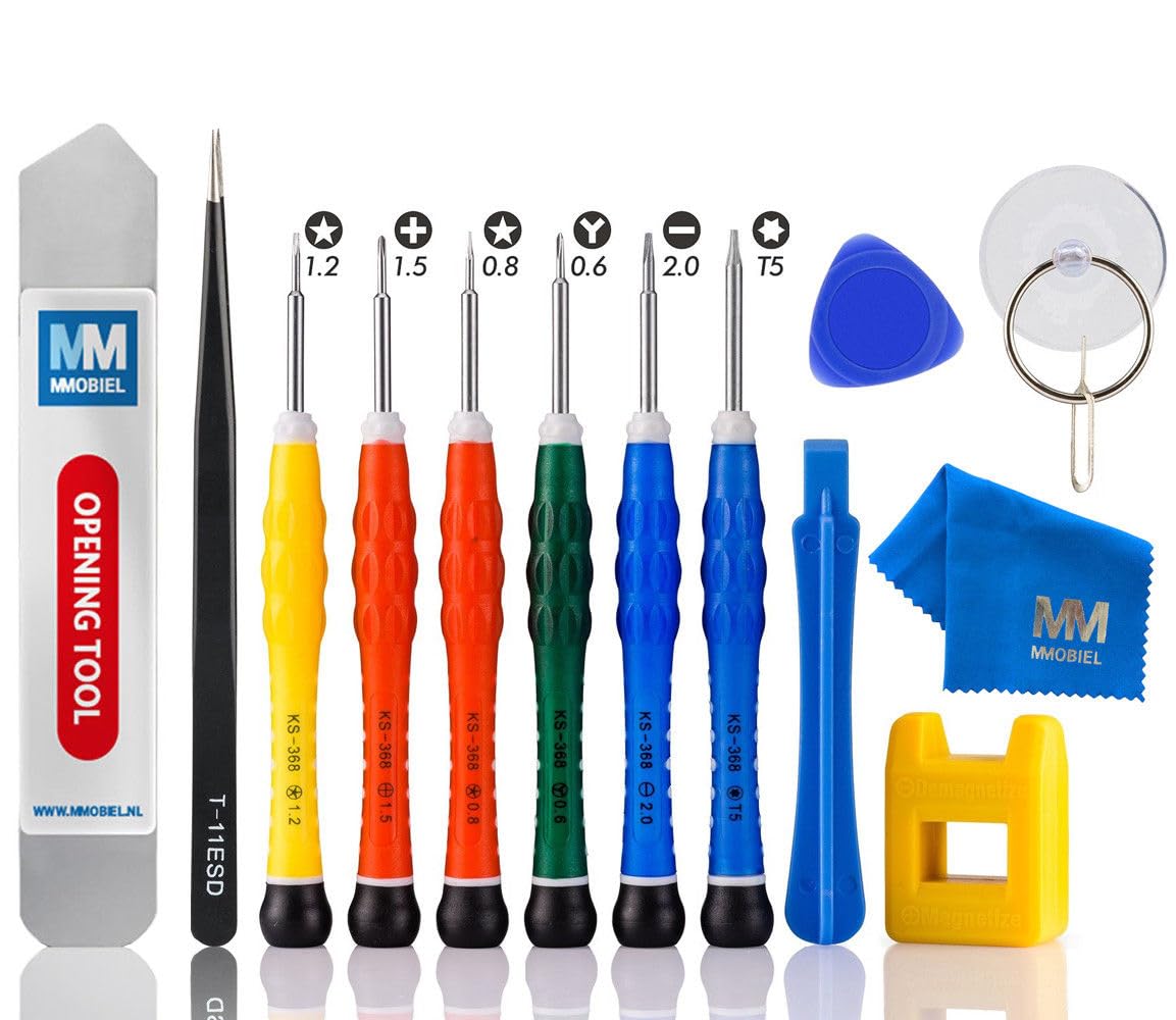 MMOBIEL Phone Repair Kit Compatible with iPhone, iPad, Samsung, Sony, Huawei and More - 14 Pcs - Professional Anti Static Screwdrivers - Opening Tool kit Incl. Instant Magnetizer/Demagnetizer Tool