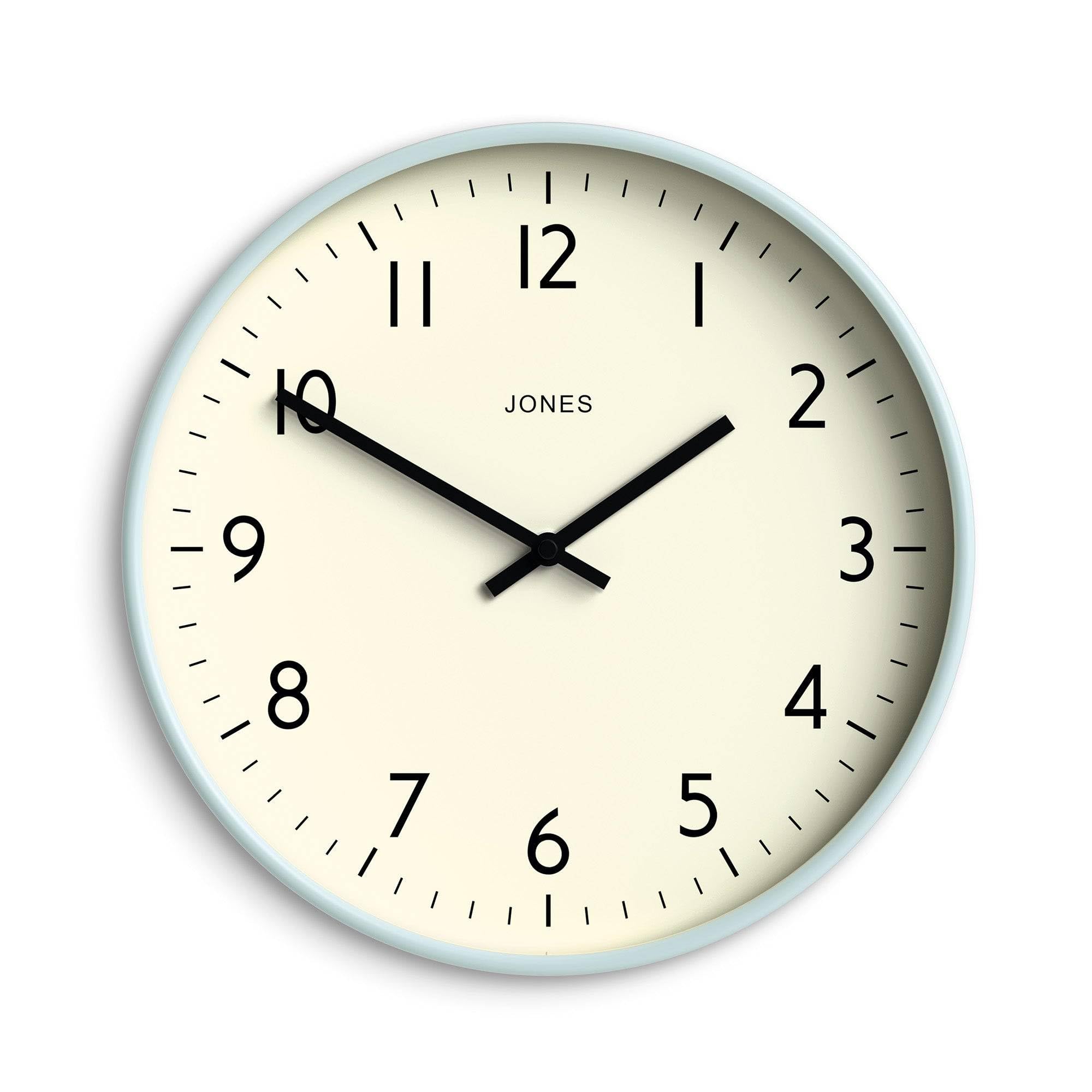 Jones Clocks® Studio wall clock | Modern round clock | 30cm | Pale blue | Easy to read numbers | Versatile design for kitchen, living room or office — image 1