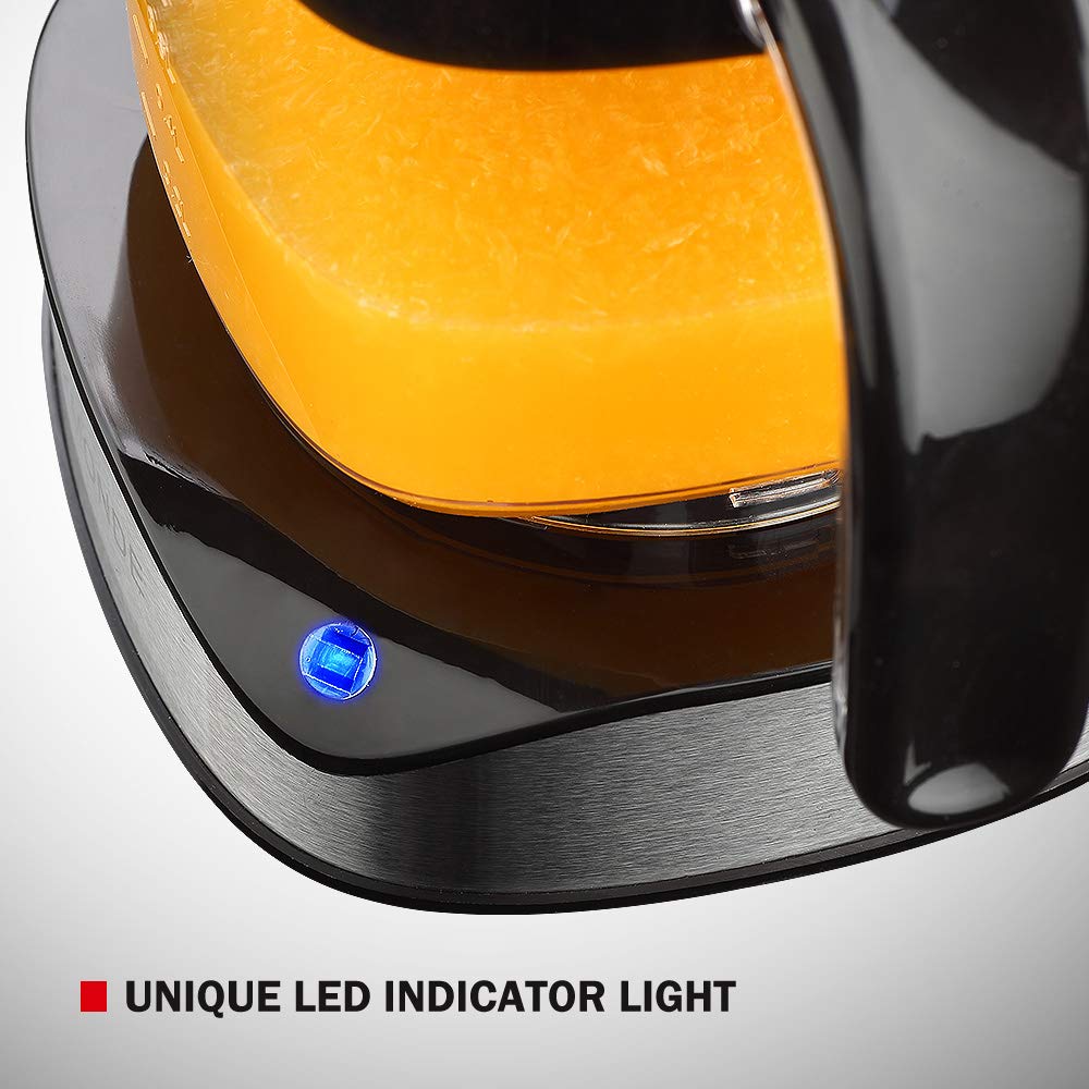 LUUKMONDE Exprimidor eléctrico de cítricos Exprimidor de Acero Inoxidable de 1,2 l de Gran Volumen con Dos Conos, Motor Potente para limón Fresco de Naranja con luz LED