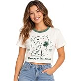 Peanuts Snoopy Charlie Brown Woodstock Womens Graphic Tee, Sizes Run Small | Fun Vibrant Peanuts Prints, Soft Cotton Blend Fabric, Comfortable Fit, Short Sleeve, Great Gift for Fans