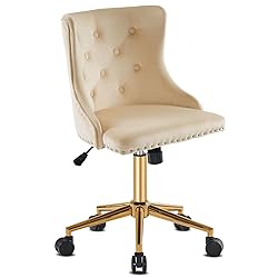 VINGLI Olive Green Velvet Armless Office Desk Chair