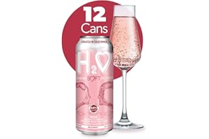 H2❤ H2o (Complex Flavor) R12– California Rose Wine Infused Refreshment, 0.0% Non-Alcoholic, Jam-packed with flavor plus Hydrating Minerals (Larger 1.5X size), (Sparkling Rose, Pack of 12-12 Fl oz)