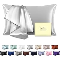 Natural Mulberry Silk Pillowcase for Hair and Skin Queen Size 20"X30" Silk Pillow Case with Hidden Zipper Soft Breathable Smo