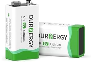 DURNERGY 9 Volt Batteries 2 Pack, Lithium 9v Battery, Lithium Smoke Detector Battery