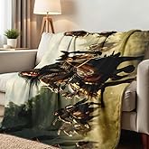 HUNXIAOJ Native American Blankets for Men Indian Print Blankets and Throws for Couch Bed Room Home Western Decor Flannel Throws Queen Size Native American Indian Gifts (49"x59")