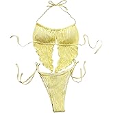 SOLY HUX Women's Bikini Set Halter Tie Side String Swimsuit Two Piece Bathing Suit