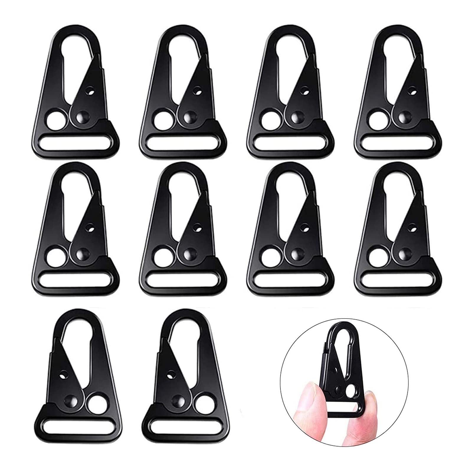 10 Pieces Tactical Gear Carabiner, Tactical Hanging Carabiner, Outdoor Webbing Hanging Buckle, for Mountaineering, Camping, Hiking, Hunting, Outdoor Activities (Black)