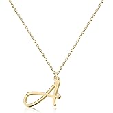 UMAGICBOX Personalized Initial Necklace - Handwritten Script Style Stainless Steel Minimalist jewelry - Non-Fading & Hypoallergenic - Gift Bag Included - 16" + 2" Extension