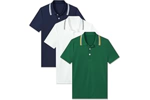 Cuddomper Boys Polo Shirts 3-Pack School Uniform Performance Golf Clothes Active Short Sleeve Kids 5-14T