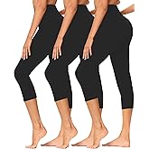 GAYHAY 3 Pack Capri Leggings for Women - Stretch Tummy Control Yoga Pants for Cycling Workout