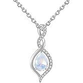 ixluck Natural Cut Moonstone Pendant Necklace for Women Birthday Anniversary Jewelry Gift for Women Mom