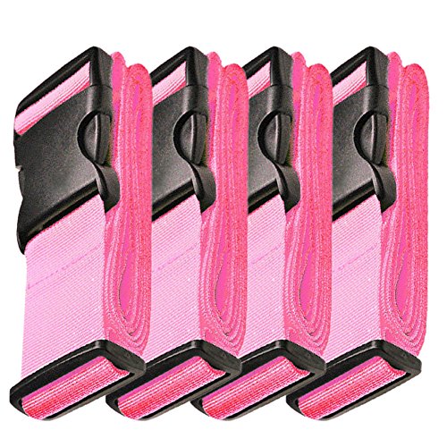 Hibate Adjustable Luggage Strap Suitcase Straps Bag Belt Travel Accessories - Pink, 4 Pack - Thumbnail 7