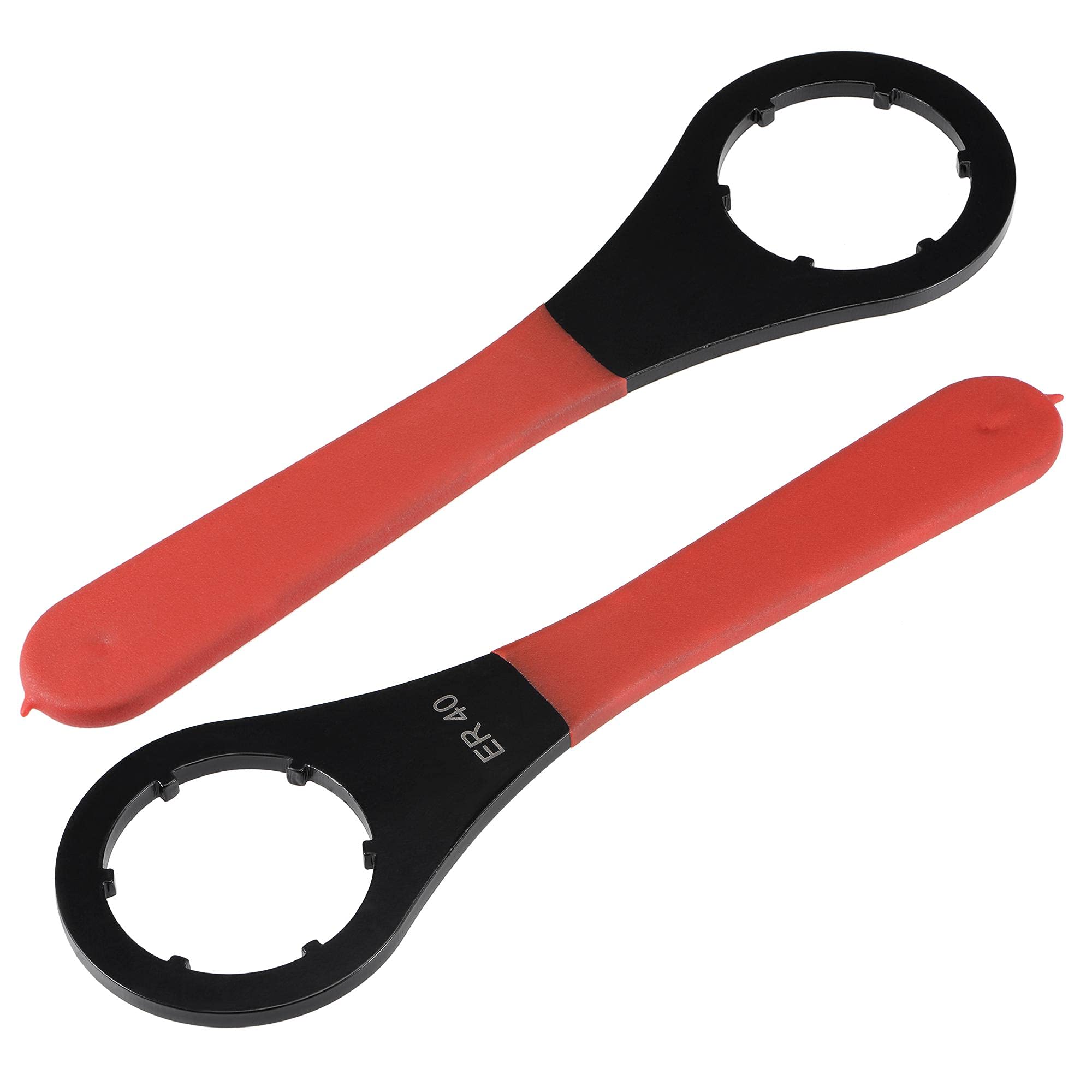 uxcell O-Type Collet Chuck Wrench Spanner for ER40 Lathe Clamping Nut with Red Non-Slip Handle 2pcs