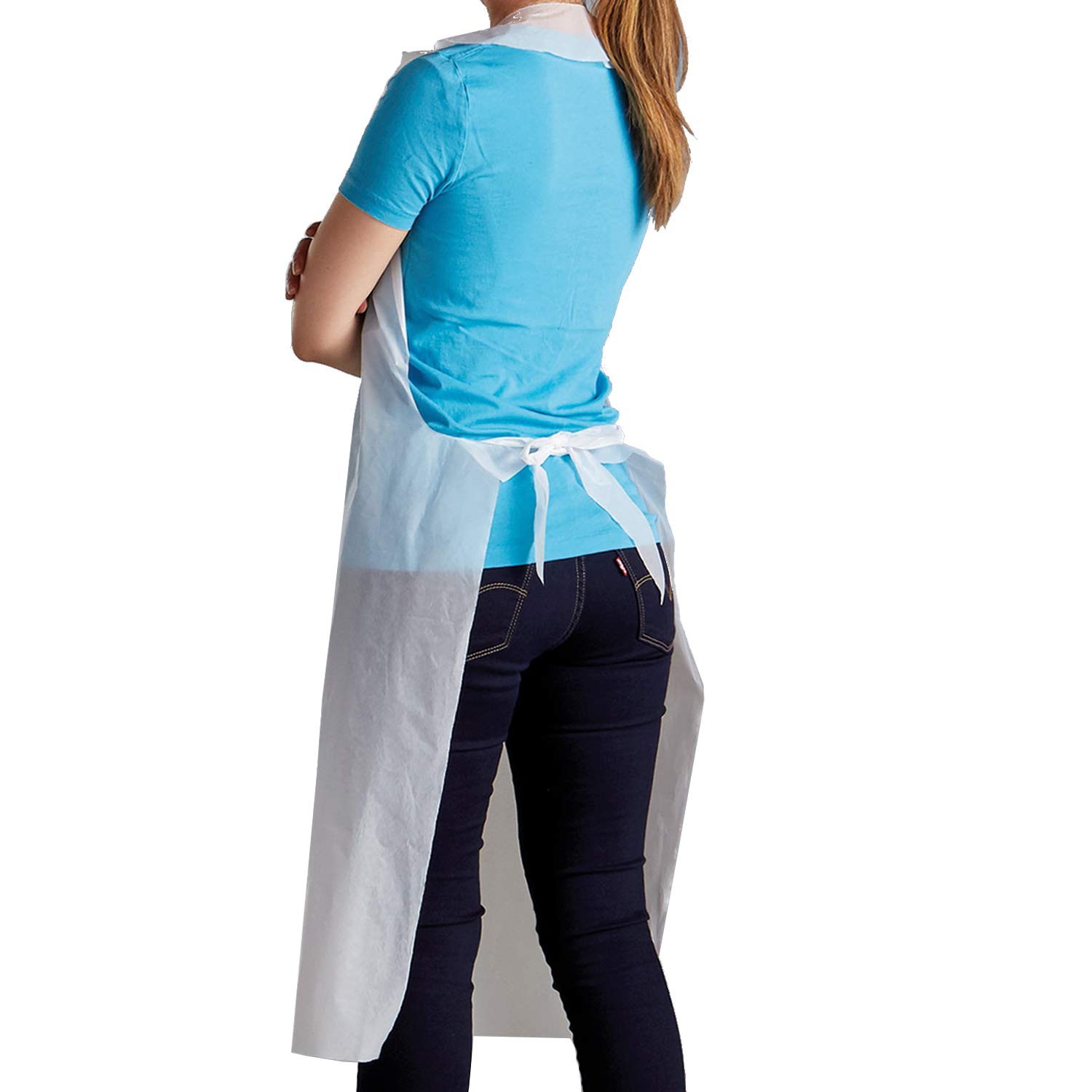 Merrimen 100 x Clear Disposable White Polythene Aprons, Extra Strength 20 Micron, FAST Delivery UK Manufacturer - Image 5