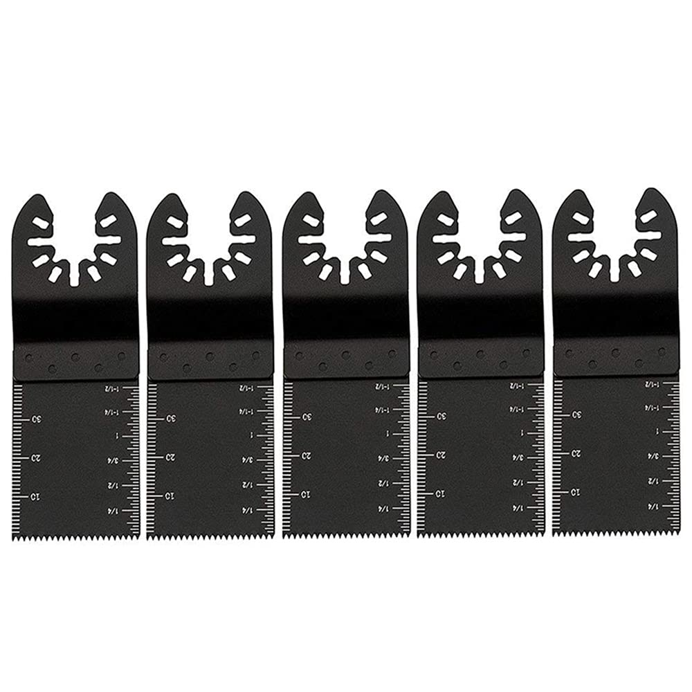 TOP-MAX 34mm HCS Straight Saw Blades, 5-Pack, Black, Oscillating Tool Blades for Cutting Wood, Metal, Plastic