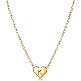 Just Being Cute Initial Necklace for Women Tiny Dainty Heart Pendant Necklace Gifts for Women 14K Gold Plated/White Plated Heart Letter A-Z Birthday Jewelry Gifts