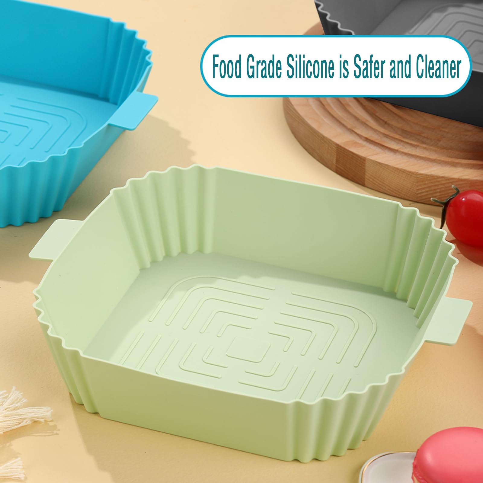 LYHOLKEER 2Pcs Silicone Air Fryer Liners 7.6inch for 3 to 6QT Air Fryer,Reusable,Easy To Clean,Non-Stick,Square Airfryer Liners for Ninja COSORI Chefman Gourmia Cuisinart Instant Pot Air Fryer