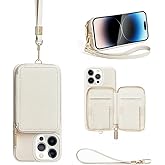 ZVE Wallet Case for iPhone 12 and 12 Pro with Wrist Strap, Card Holder Phone Case, RFID Blocking Leather Handbag Cover for Wo