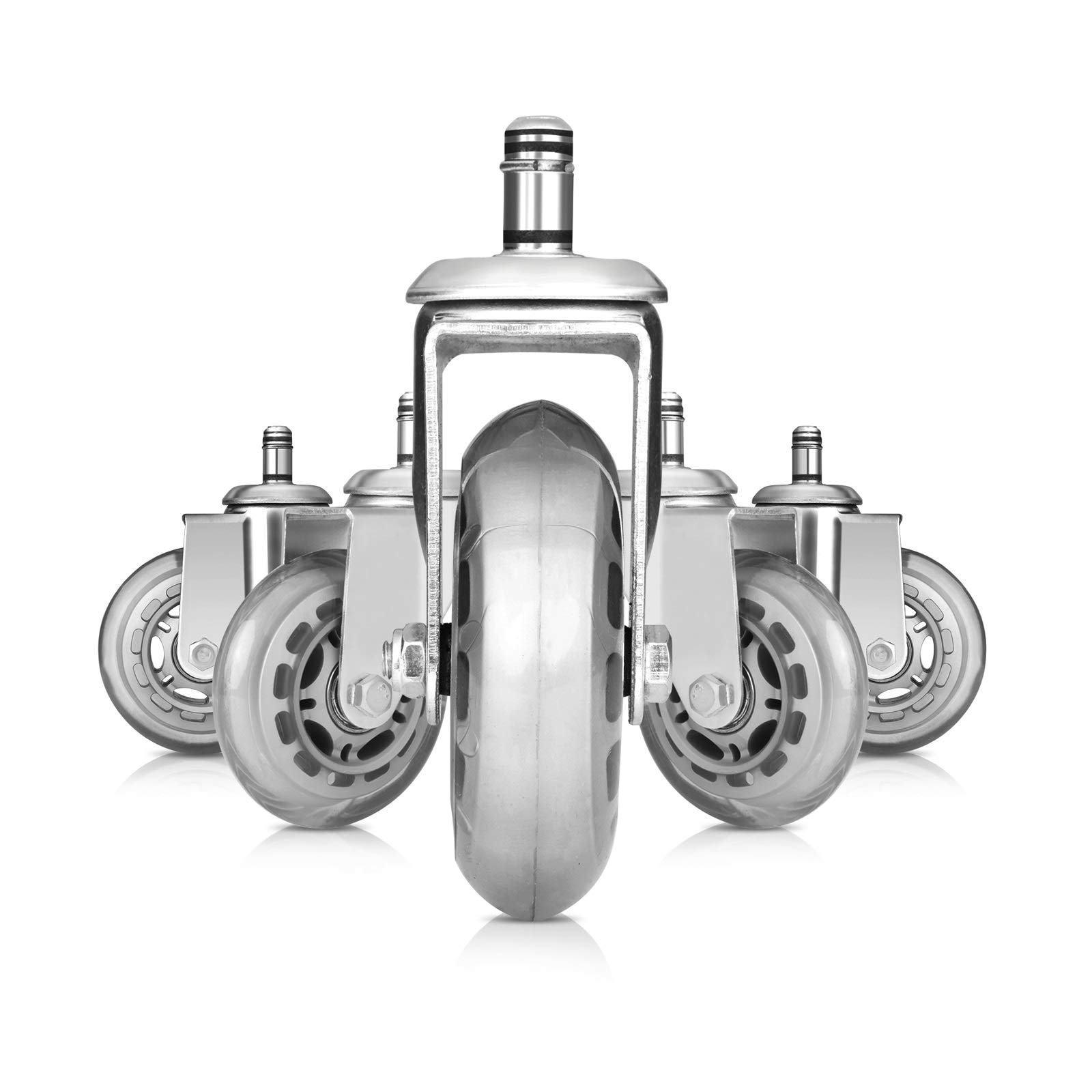 Kaleurrier Heavy Duty Caster Wheels Replacement,Premium Rubber Wheels for Office Chairs,Rolling Stools,or Drafting Chairs,Universal Rollerblade Smooth-Rolling Protective Casters(Set of 5)