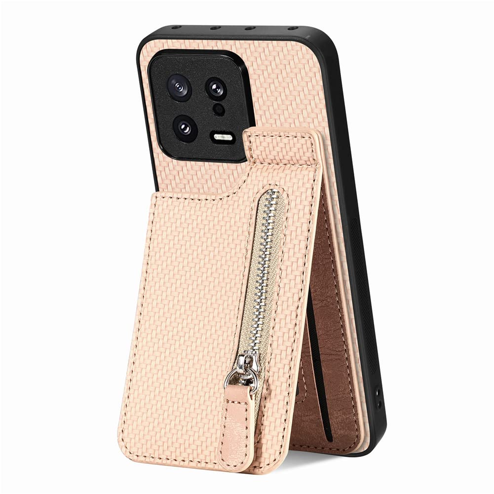 QIWEIQING Wallet Phone Case for Redmi Note 11 Pro 5G, Retro Matte Card Holder Slots Zipper Pocket Case PU Leather Magnetic Closure Kickstand Folio Flip Case for Note 11 Pro.Apricot SDK