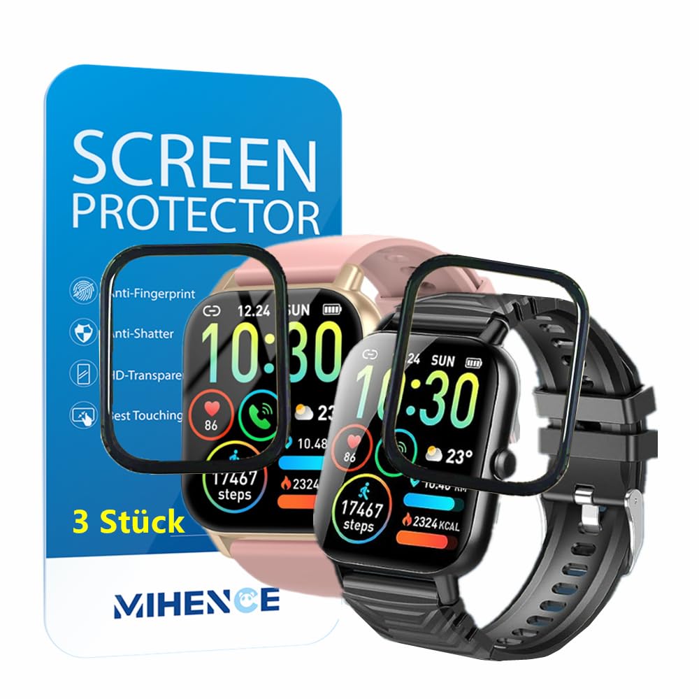 MIHENCE Screen Protector for P66D / P66E 1.85 Inch Smartwatch, 3D Full Cover TPU HD PAMA Screen Protector Compatible with Ddidbi P66D / P66E 1.85 Inch Smartwatch [Pack of 3]