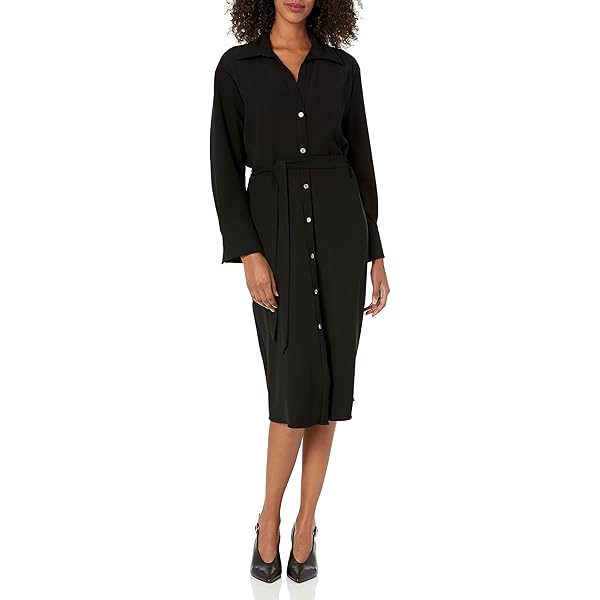Anne Klein Velvet Long Sleeve Button Down Dress Anne Black at Amazon  Women's Clothing store