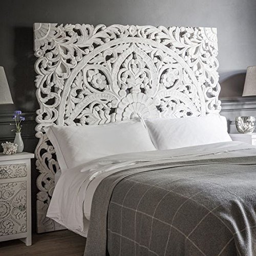 Amazon.com: Boho Carved Wood Bed Headboard: Handmade