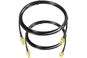 Eightwood RP-SMA Male to RP-SMA Female Bulkhead Extension Cable 2-Pack, Low Loss ALSR100 Coax Cable 3 feet for WiFi Antenna, 