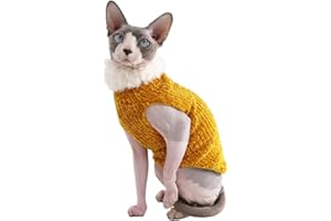 KITIPCOO Sphynx Cat Clothes Winter Warm Faux Fur Sweater Outfit, Fashion high Collar Coat for Cats Pajamas for Cats and Small Dogs Apparel, Hairless cat Shirts Sweaters (XL (9.9-13.2 lbs), Ginger)