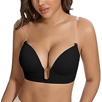 JoyFox Plunge BH Deep U Push Up Bra Multiway Convertible Ondergoed Multifunctioneel, nude, 70D