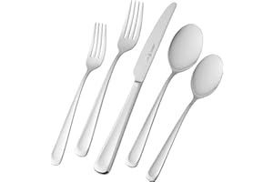 HENCKELS Silvano 53 Piece 18/10 Polished Flatware Set - Corrosion & Stain Resistant Silver-Like Lustre, 22552-353