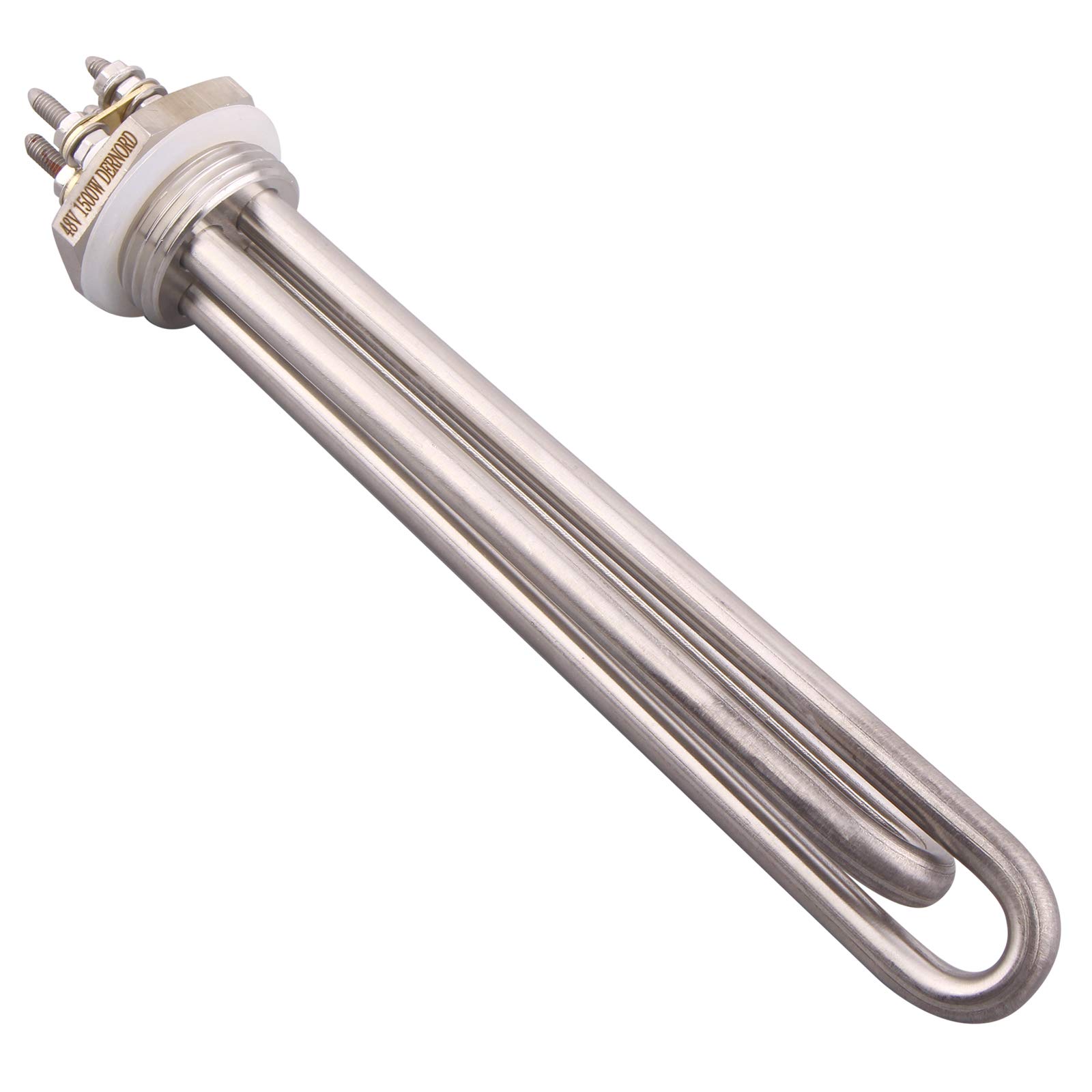 DERNORD 48V 1500W DC Submersible Water Heater Element Stainless Steel Heating Element with 1 Inch BSP Thread Fitting Double U Type