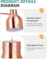 YJINGRUI Double Head Food Heat Lamp 500W Adjustable Buffet Restaurant Warmer view 6
