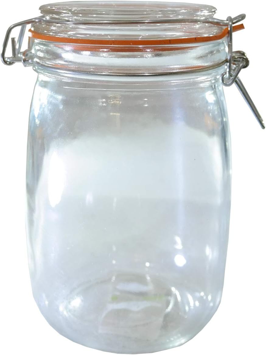 Marko Kitchen 6x 1000ml Round Clip Top Lid Silicone Sealed Air Tight Jars Storage Preserve Kilner Style