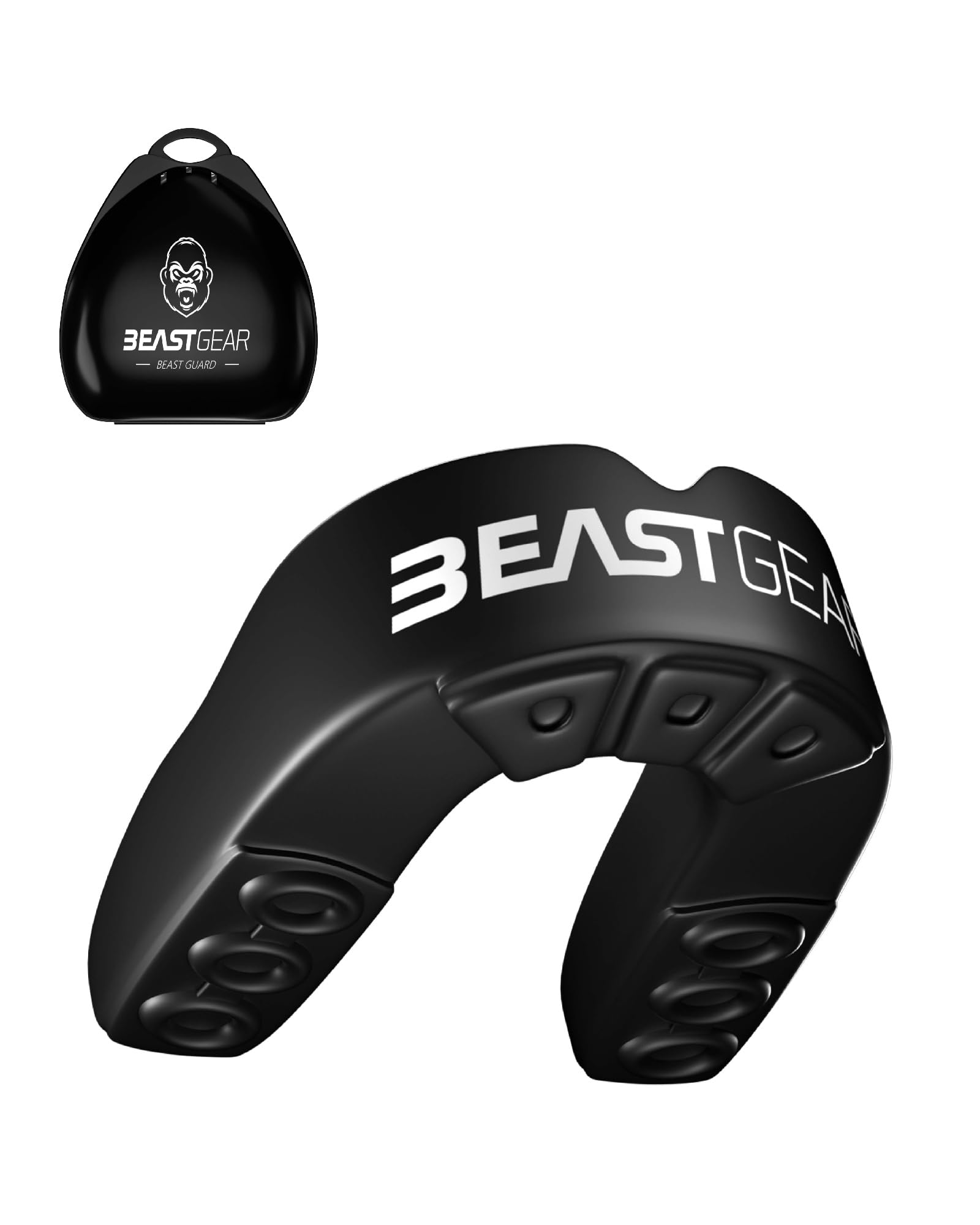 Beast Gear Mouth Guard, Mouldable Gum Shields with Case for Boxing, Rugby, Muay Thai, Boxing MMA,Hockey, Judo, Karate Martial Arts and All Contact Sports (Adults & Junior (11+),Black)