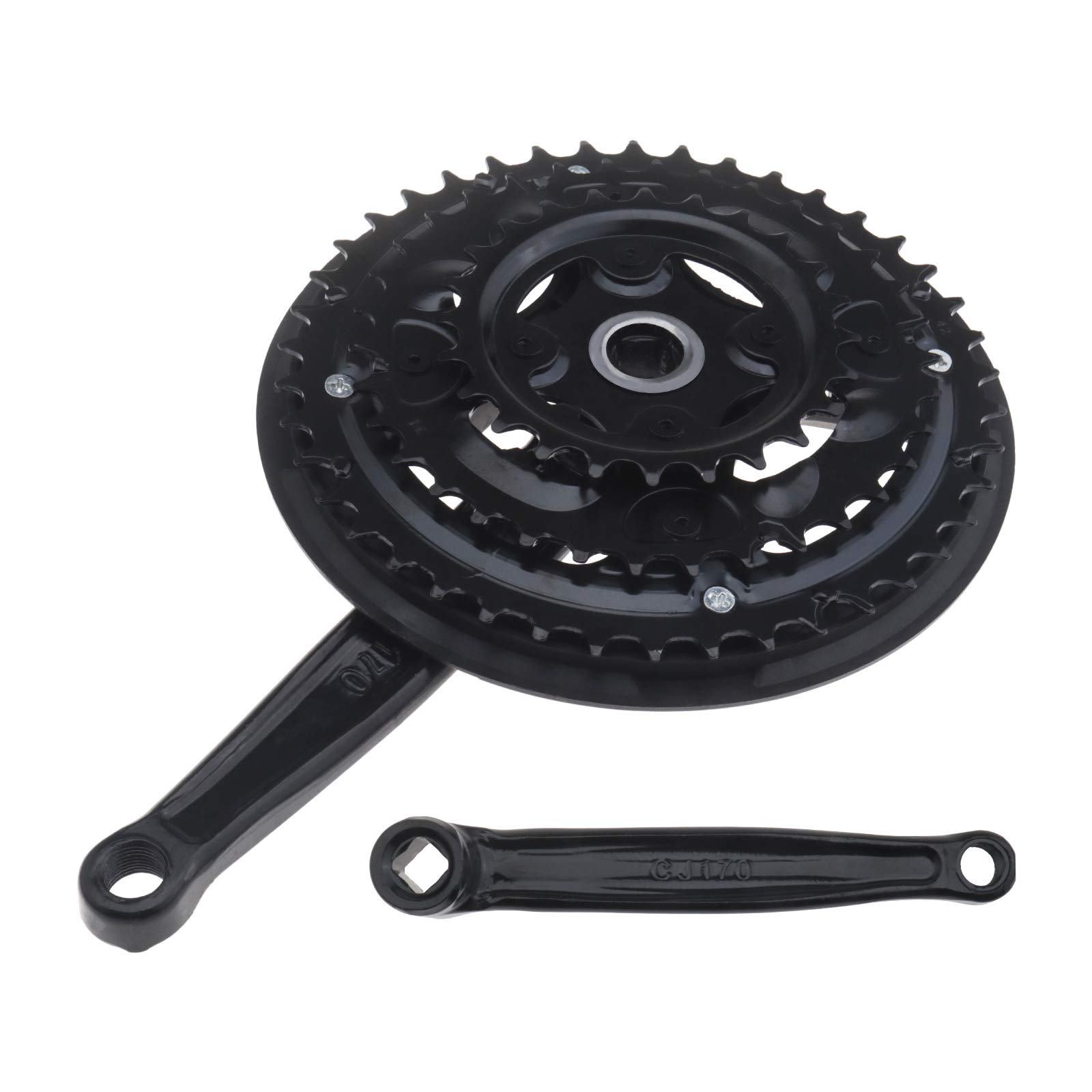 The Lord of the Tools Mountain Bike Triple Crankset Kit 170mm Crank Arm Black 42/34/24T Chainrings With Bottom Bracket Fit For 5/6/7/8 Speed Most MTB Replacement Accessories