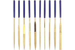 Wolfride Titanium-Coated Diamond Needle File Set Mini Fine Diamond Files for Metal Glass Jewelry 140 X 3mm Round Triangular S