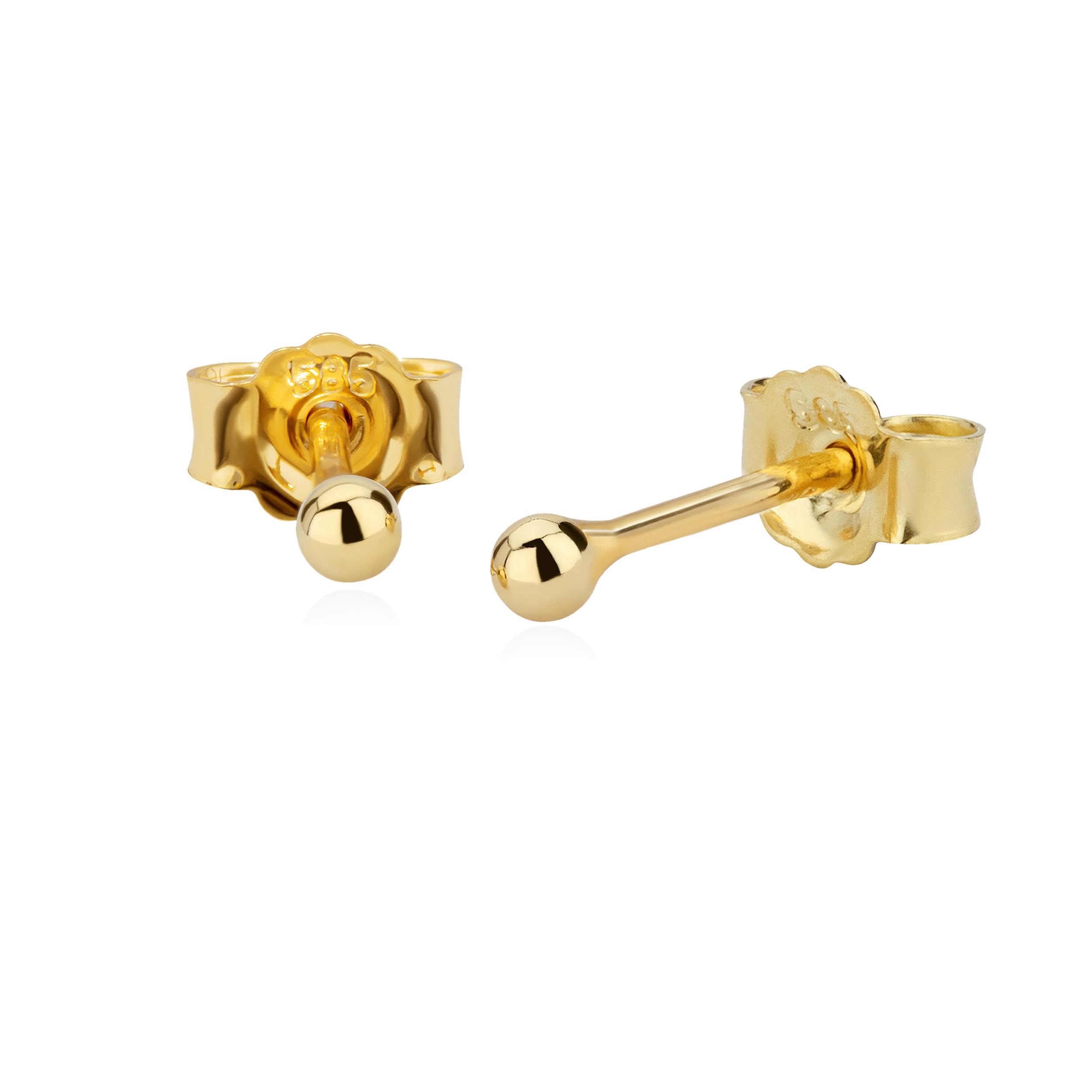 NKlaus pair of 2mm ball stud earrings gold alloy ladies stud earrings 2617