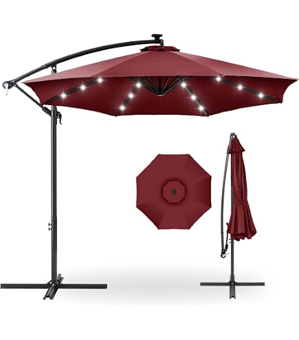 Best Choice Products 10ft Offset Cantilever Hanging Market Patio Umbrella, 8 Sturdy Ribs, Easy Adjustment