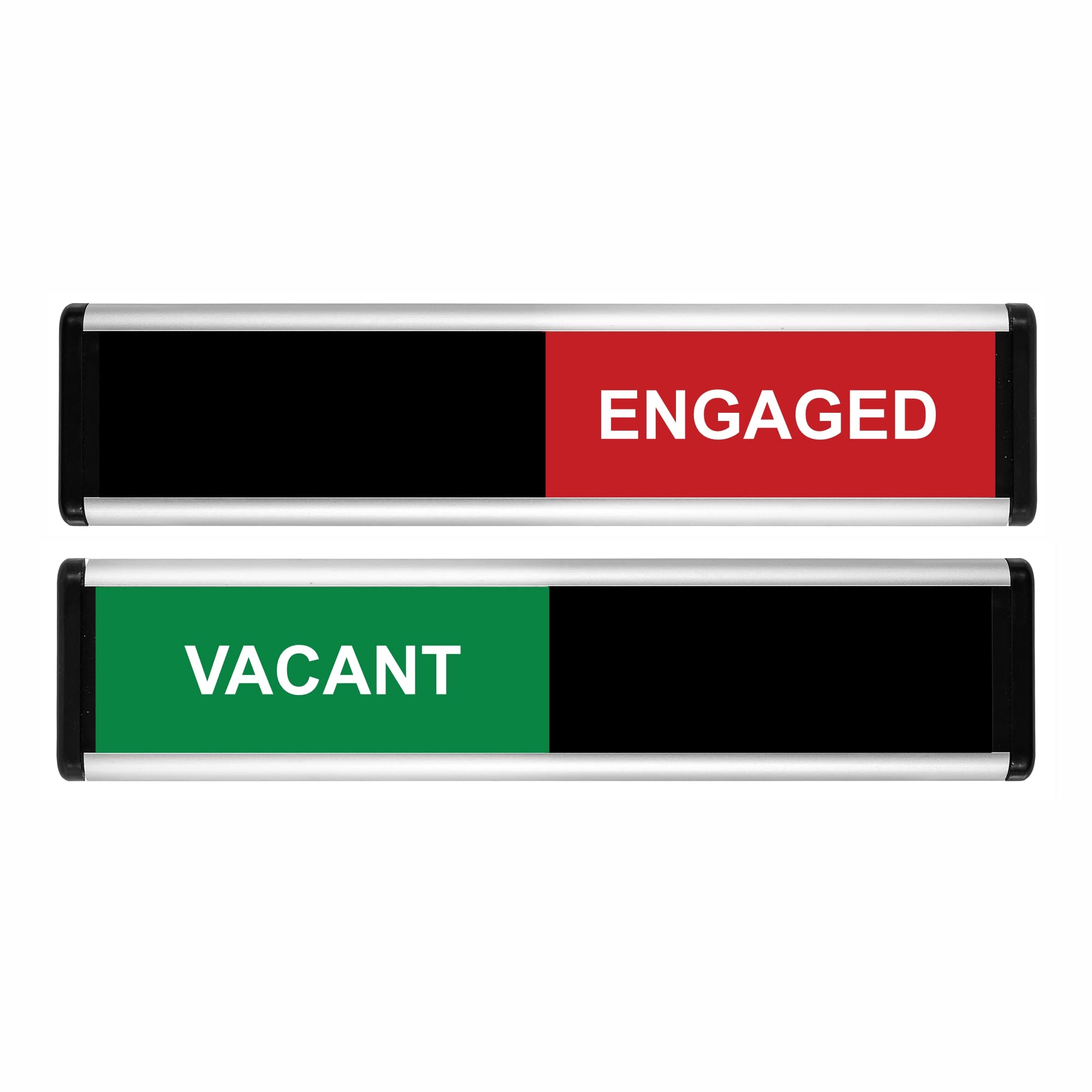 ViroDisplay® Vacant/Engaged Sliding Door Sign – Green/Red Edition – 214 x 60mm – Anodised Silver Profile with Black End Caps – Self-Adhesive Fixing
