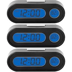 3 Pack Car Clocks with Fahrenheit Temperature Blue