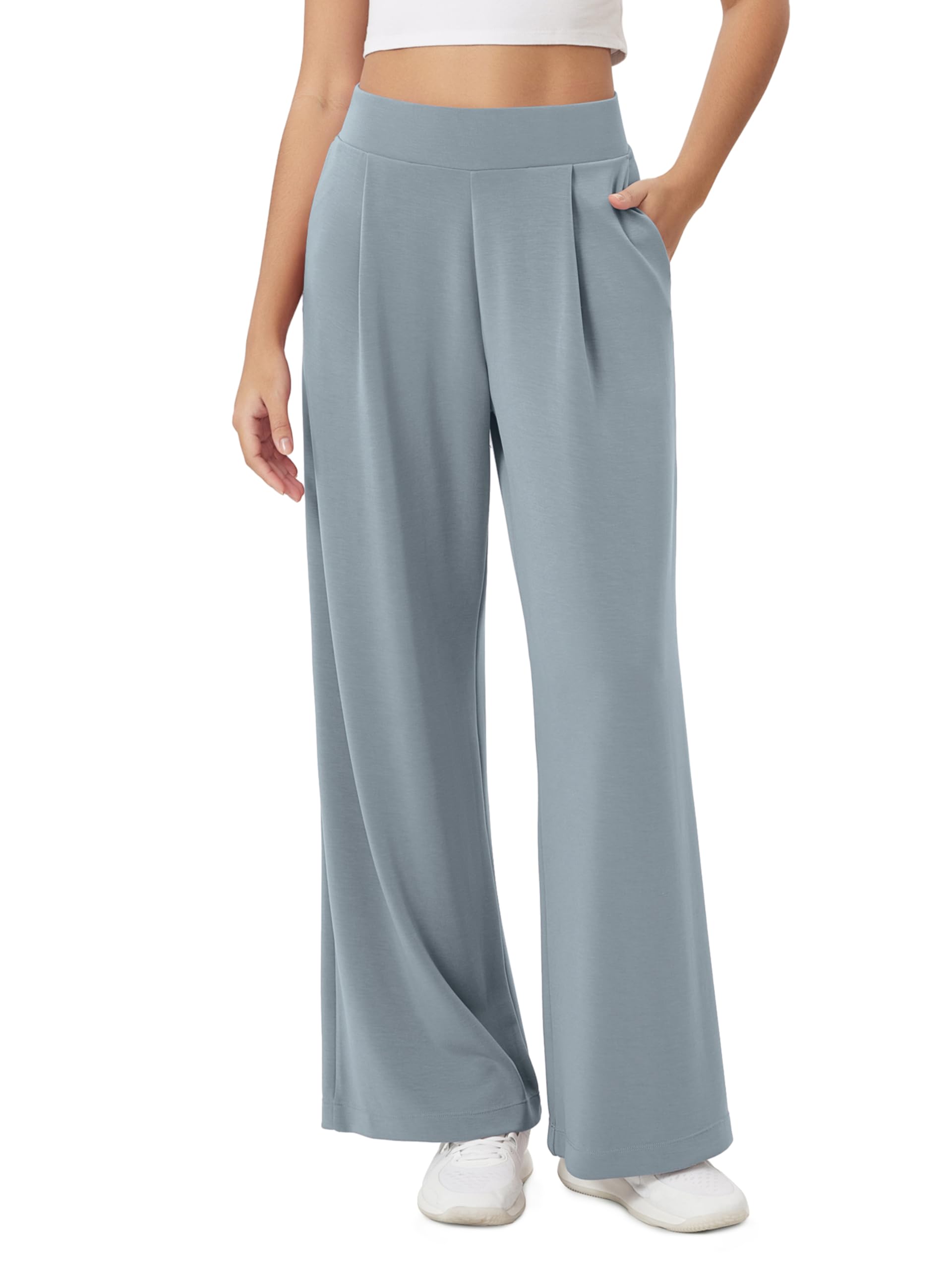 Pantaloni Donna ODODOS - Gamba Larga In Modal Morbido, Vita Alta Con Tasc